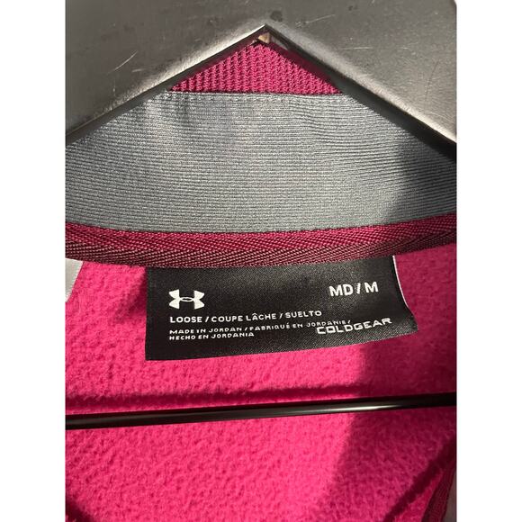 Under Armour ColdGear Loose 1/4 Zip Pullover Men’s M Fuchsia Pink Stretch Top - Picture 2 of 9